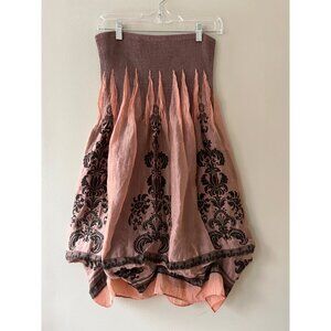 Anthropologie One Size Lapis Skirt Dress Fairy Whimsy Boho 90s y2k Pink Brown